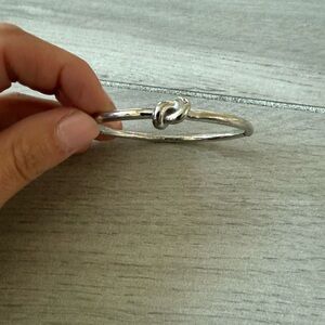 Elegant Silver Knot Bangle Bracelet
